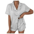 thumbnail image 2 of Kelon Ensembles de Pyjama pour Femmes en Solde Pyjamas Mixtes pour Femmes Vêtements d'Intérieur pour Femmes Manches Courtes Col à Revers Pyjamas Effet Soie pour Femmes Ensemble Multicolore Confortable, 2 of 6