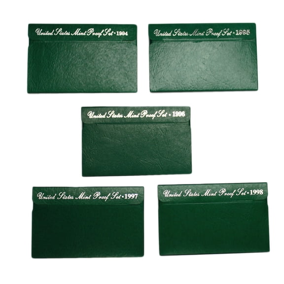 1994-1998 U.S. Proof Set Run - 25 Coins Total - Green Box OGP