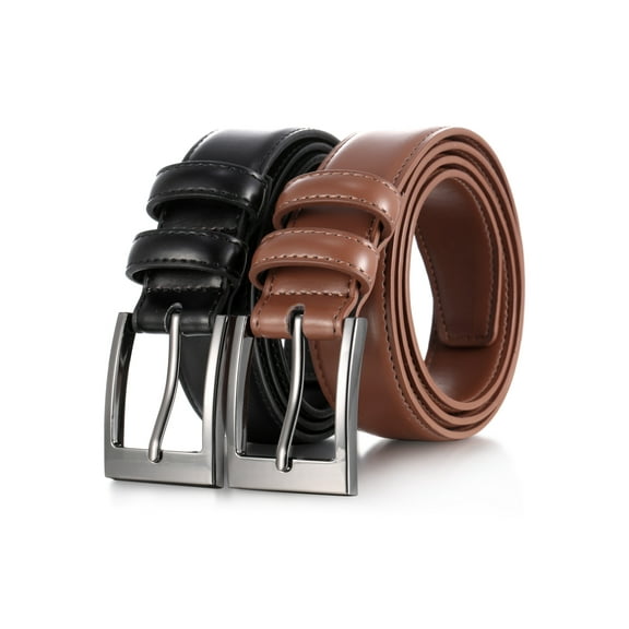 Marino’s Men Genuine Leather Dress Belt with Single Prong Buckle - Pack of 2
