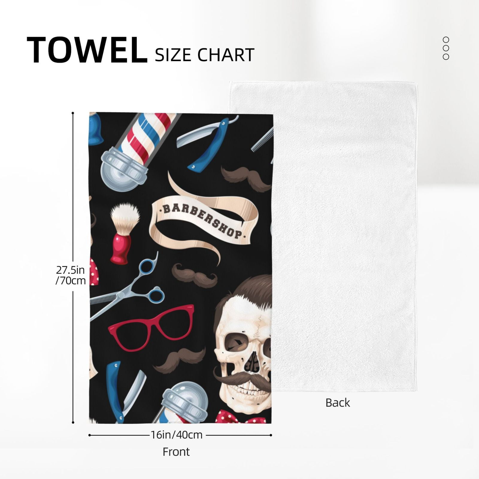 Skull Barber Shop Color Scissors 27.5" x 16" Ultra Soft Hand Towel, Face Wash Cloth for Bathroom, Gym, Travel, Pool