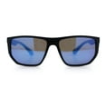 thumbnail image 4 of Polarized Mens Flat Top Sport Plastic Geometric Rectangle Sunglasses [Black - Blue Mirror], 4 of 7