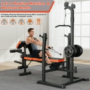GIKPAL 800lbs 10-in-1 Multi-Function Adjustable Weight Bench Press Set with Row Machine & Lat Pull Down,Full Body Strength Training Workout Bench Exercise Equipment with Leg Developer, Preacher Curl