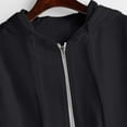 thumbnail image 4 of ORUYROP Sweat à Capuche Court à Manches Longues Zippé Rayé pour Femmes, Veste Décontractée à Cordon de Serrage, 4 of 6
