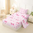 thumbnail image 2 of spefrowx Kawaii Pink Bow Gingham Twin Sheets for Girls, Pink Checkered Dot Bedding, 3pcs, 1 Flat Sheet, 1 Fitted Sheet and 1 Pillowcase, 2 of 6