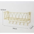 thumbnail image 2 of Estante de pared flotante con rejilla metálica, estante de pared con ganchos, toallero, armario de pared, decoración flotante para el hogar, 2 of 4