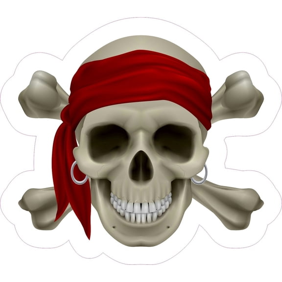 4.75x4.25in Realistic Pirate Skull Bumper Sticker Decal Vinyl Car Stickers Decals
