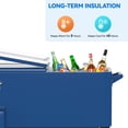 thumbnail image 5 of Dextrus 80 Quart Outdoor Rolling Cooler Cart with Bottle Opener Drainage, Portable Beverage Rolling Cart with Tray on 360° Swivel Wheels, Blue, 5 of 5