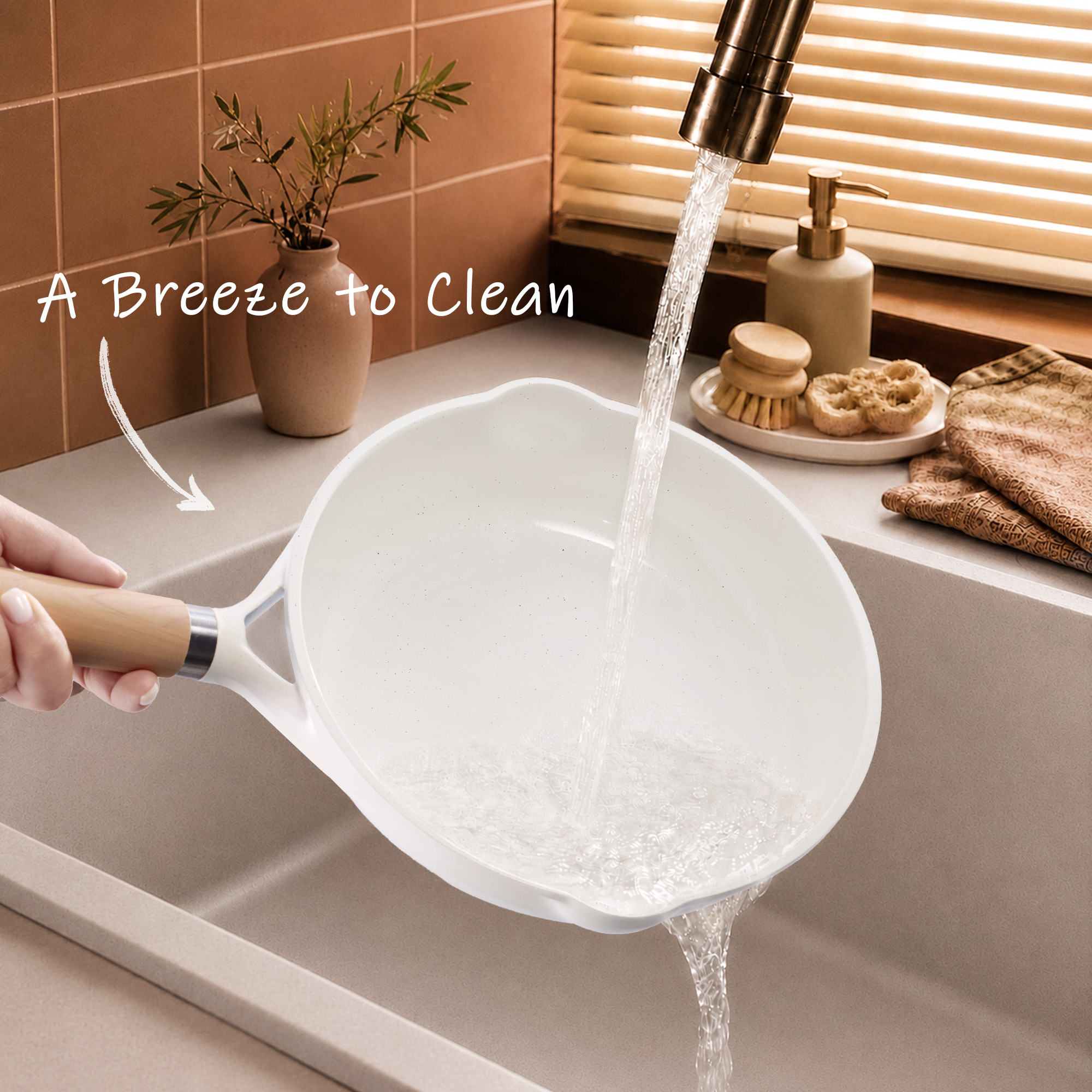 Carote 8" Ceramic Nonstick Frying Pan, White Granite photo 8