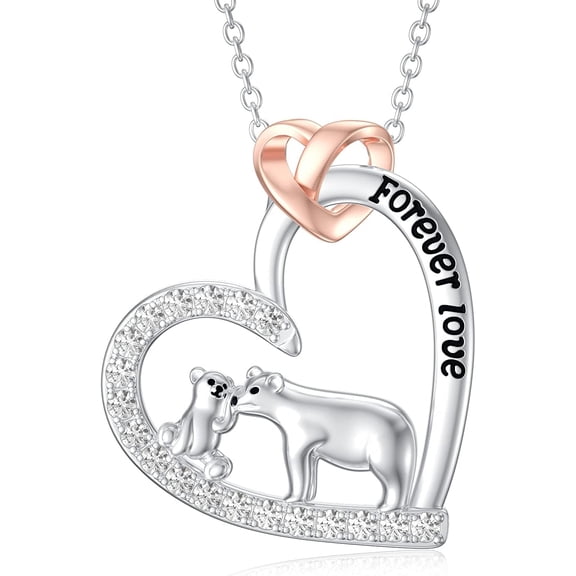 Dorunmo Mama Bear Necklace with 1 Cub Sterling Silver Mother Daughter Son Necklace Mothers Day Jewelry Gifts for Women Mom Wife