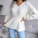 thumbnail image 4 of Lantern Sleeve Tight Waist Sweater, Skin Friendly Women Autumn Winter Knitted Sweater For Home, 4 of 8