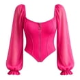 thumbnail image 5 of Women Puff Sleeve Square Neck Zip up Medieval Top Pirate Costume Halloween Cosplay Halloween Costume Women, Size M, 5 of 5