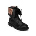 thumbnail image 1 of Little Angel Jill-717F New Girl Leatherette Lace Leopard Fold Cuff Military Boot, 1 of 5