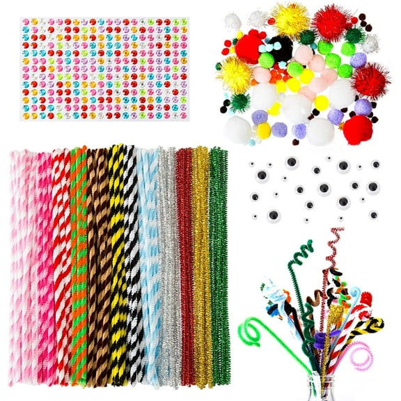 Naler 240 Pcs 24 Colors Pipe Cleaners Chenille Stems,120Pcs Pom Poms and Googly Eyes for Kids Adults Arts & Crafts - Unisex
