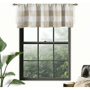 DriftAway Buffalo Check Woven Plaid Pattern Lined Blackout Rod Pocket Window Curtain Valance Taupe 52" width x 18" length