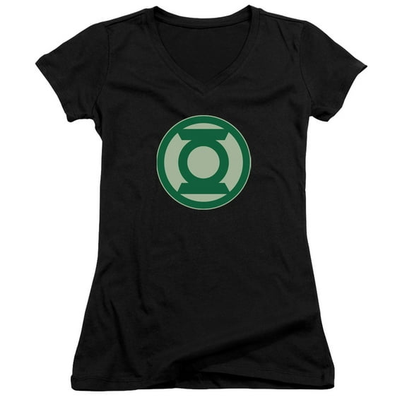 Green Lantern Green Symbol Junior Women's V-Neck T-Shirt Black