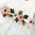 thumbnail image 6 of PatPat Baby Girl White Ribbed Long-sleeve Splicing Floral Embroidered Mesh Dress, 6 of 9