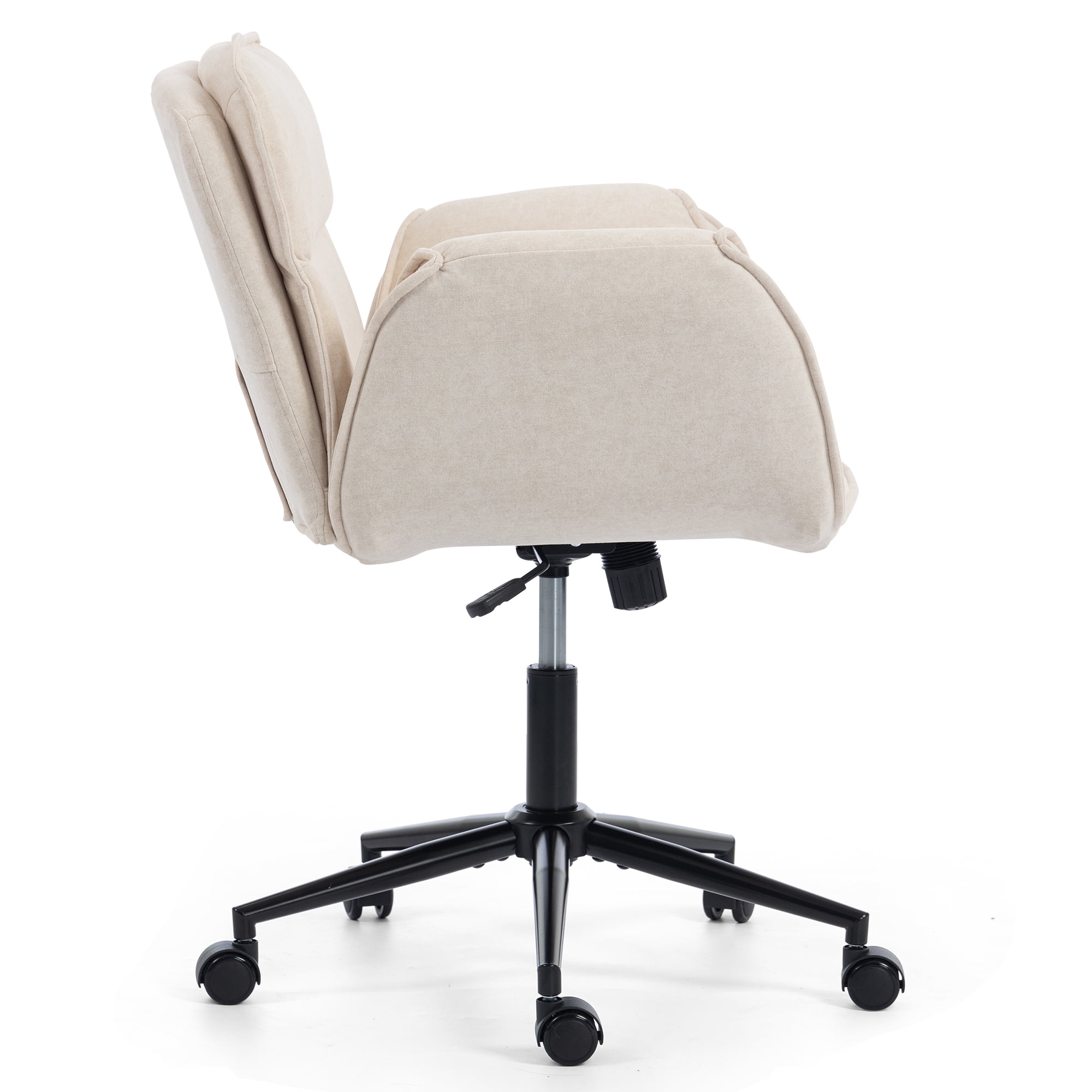 Jopath Criss Cross Chair with 5-Gear Adjustable Armrests and Wheels, Ergonomic Thickened Backrest Swivel Desk Chair for Home Office Vanity Bedroom and Living Room Beige Cloth