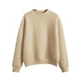 thumbnail image 3 of Tiqkatyck Womens Sweatshirt, Women's Mock Neck Long Sleeve Solid Color Sweatshirt Cut Edge Cotton Thermal Top Fashion Jumper Turtleneck Sweater Women, Beige Sweatshirt for Women L, 3 of 3