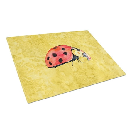 

Caroline s Treasures Lady Bug on Yellow Glass Cutting Board Large