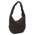 thumbnail image 1 of Bolso para axilas para mujer Bolso plisado con asa superior de PU Bolso de hombro sólido (Café), 1 of 9