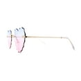 thumbnail image 3 of Hippie Flower Petal Beveled Lens Heart Shape Rimless Sunglasses Gold Blue Pink, 3 of 4