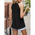 thumbnail image 5 of Gustave Halter Tank Tops for Women Summer Sleeveless Eyelet Shirts Loose Fit Casual High Neck Blouse Pleated Flowy Cami Tops T-Shirts "Black, XL", 5 of 8