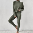 thumbnail image 4 of Women's Two Piece Knit Matching Outfits Crew Neck Slit Hem Tee And Pants Tracksuit Sets Pants Suit plus Size Fall Outfits Juniors Suit Size Pant Suit plus Size Pant Suits for Women Business Women Snow, 4 of 6