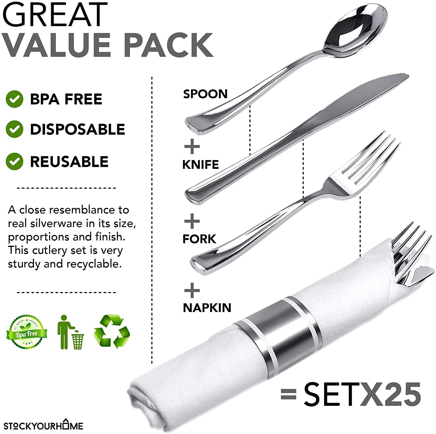 Disposables Industrial & Scientific Cutlery Sets Silver and Weddings