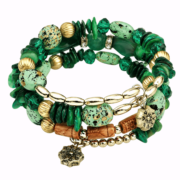Boho Chic Multi-Layer Beaded Bracelet for Men & Women – Handmade Stretch Wrap Bracelet with Natural S Beads, Crystal Accents & - Details