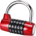 thumbnail image 1 of Gym Locker Lock, 5 Letter Combination Lock Password Sturdy Security Padlock (red), 1 of 5