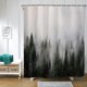 thumbnail image 1 of Cortinas de ducha pequeñas, tamaño medio, 182 cm de ancho x 182 cm de largo, con diseño de bosque natural para baño, cortina de baño con árbol mágico y niebla de fantasía, 1 of 5