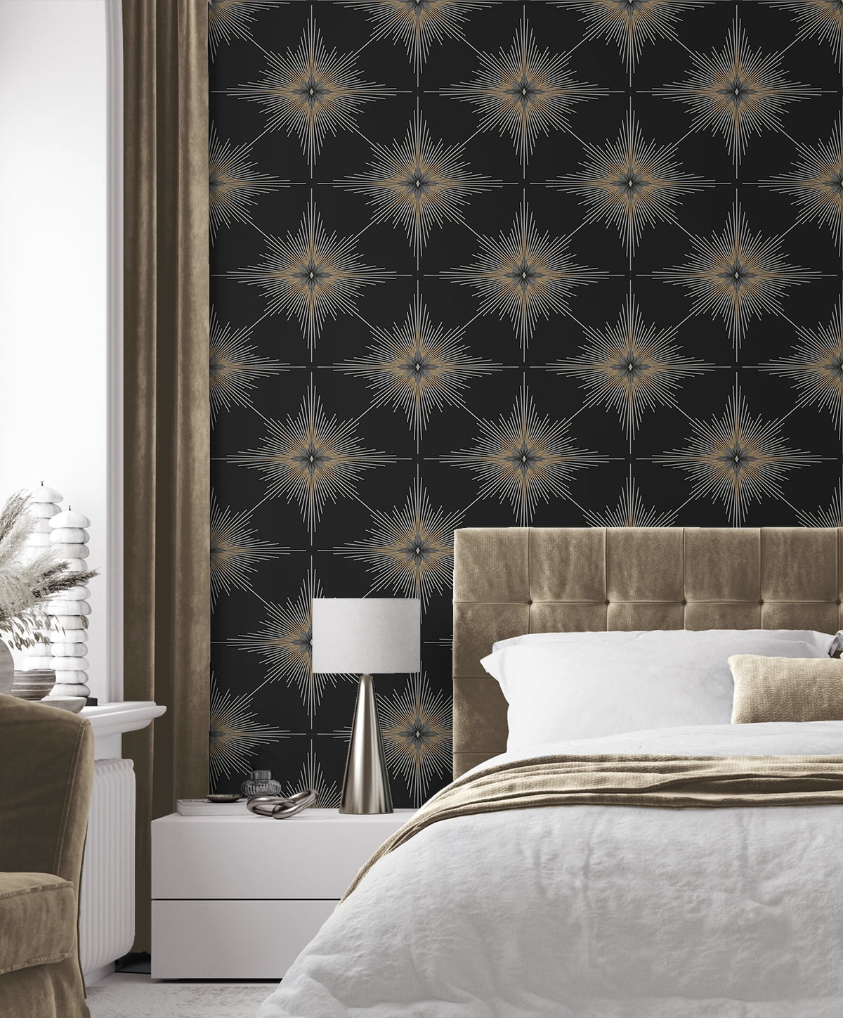 NextWall Ebony Stellar Geo Peel and Stick Wallpaper