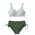 thumbnail image 2 of CUZIBR Girls Swimsuits Bikini Set 2 Piece Solid Color Adjustable Strap Top Bathing Suit High Waist Bottoms Fashion Swimwear Summer Beach Pool Breathable Beachwear,Army Green,15-16 Years, 2 of 5