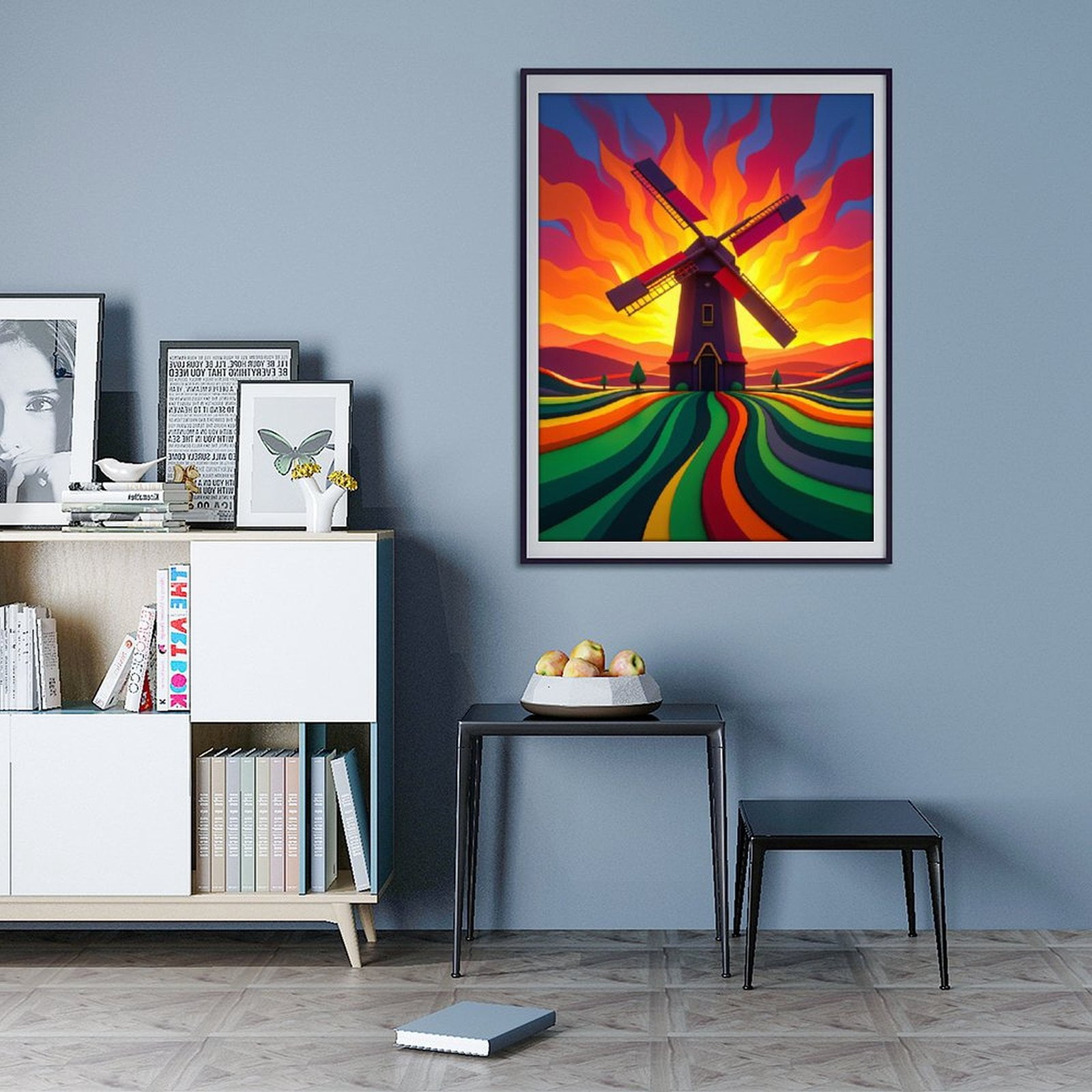 Diamond Art Kit for Adults, Bright Windmill Sunset Field Diamond Painting for Adults Beginners, DIY Diamond Art Painting Kits, 5D Diamond Painting Crafts for Home Decor 12x16 Frameless