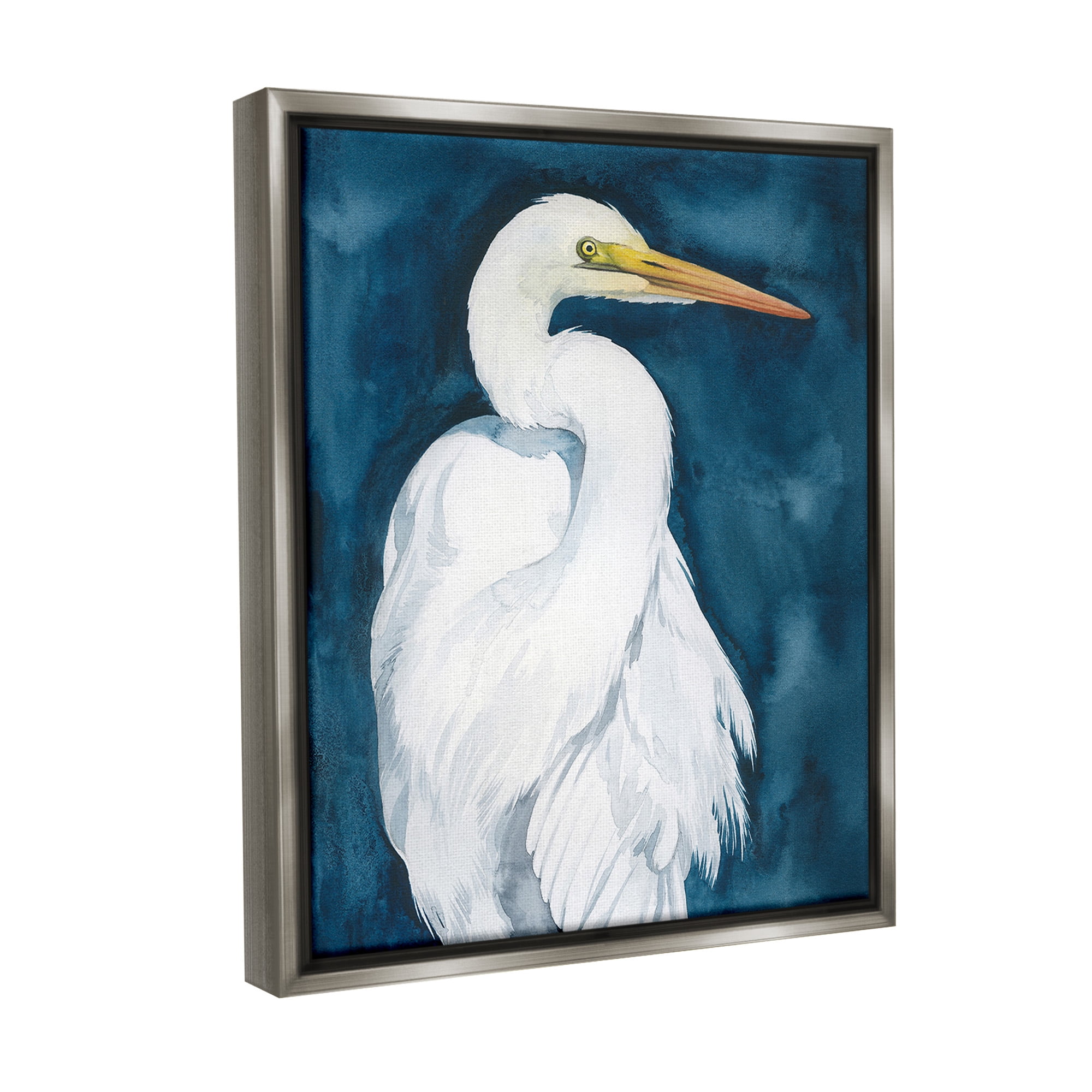 Stupell Industries Sea Bird Portrait Animals & Insects Painting Gray Floater Framed Canvas Art Print Wall Art, 25 x 31
