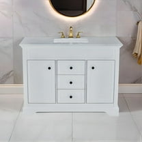 48 in. W x 22 in. D x 36 in. H Single Sink Bathroom Vanity in White with White Quartz Countertop