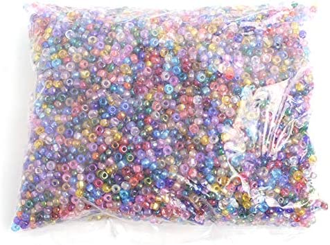 John Bead Czech Glass Seed Beads 6/0 (500g) Transparent Iridescent Multi