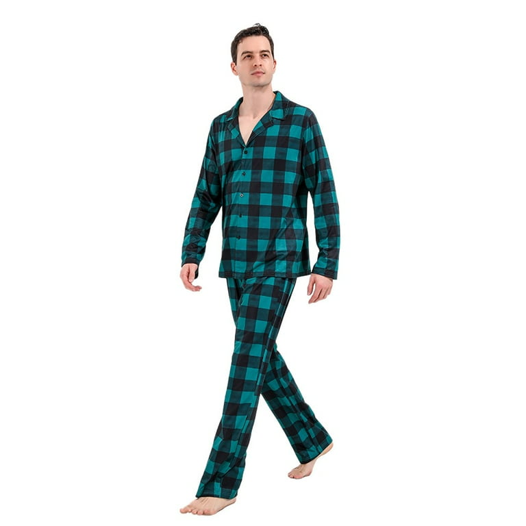 Kids green plaid pajamas clearance