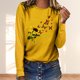 thumbnail image 1 of ICHUANYI Liquidación Camisa de Cuello Redondo de Manga Larga con Estampado de Girasol a la Moda para Mujer Suelta Informal ICHUANYI WER202308247244, 1 of 4