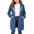 thumbnail image 2 of UACY Long Zip up Hoodies for Girls Fleece Zippered Casual Jacket Fall Tunic Coats Oversized Hooded Sweatshirt with Pockets (Navy, 7-8 Years), 2 of 9