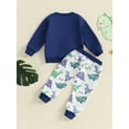 thumbnail image 3 of Nygoyerh Newborn Baby Boys Pants Set Long Sleeve Dinosaur Embroidery Tops and Drawstring Pants 2PCS Set Fall Infant Clothing for 1M-3T, 3 of 8