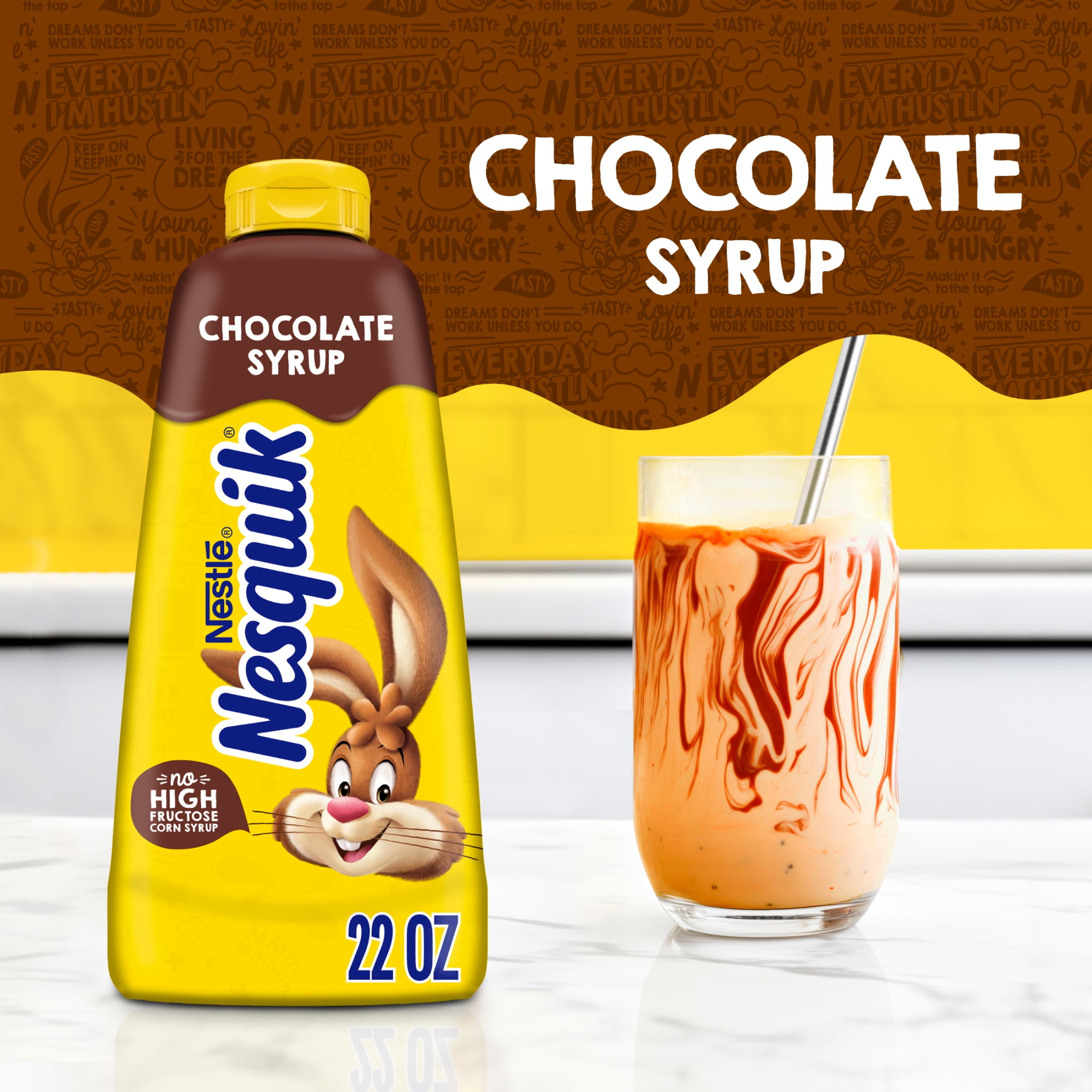 (3 pack) Nesquik Chocolate Syrup for Milk or Ice Cream, 22 oz 1.375 lb.