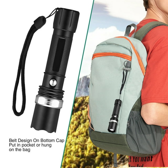 TopOne Zoomable Outdoor Ultra Bright Lamp Torch, Tactical Police 90000lumens T6 3modes, Led Flashlight Rechargeable Mini Torch Light
