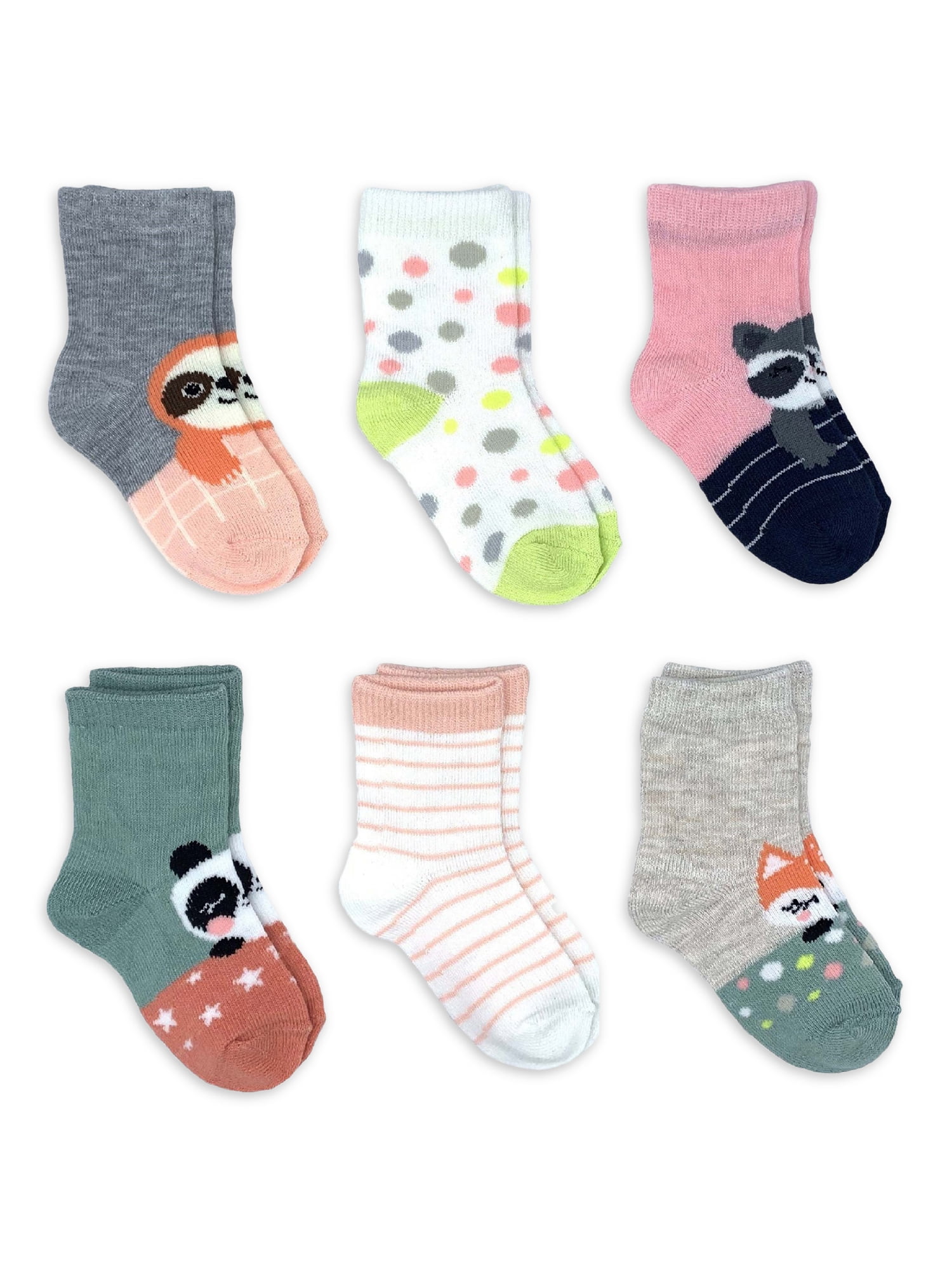 Wonder Nation Girl Critter Socks, 6-Pack, Sizes 6M - 5T