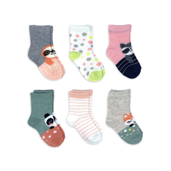 Wonder Nation Girl Critter Socks, 6-Pack, Sizes 6M - 5T