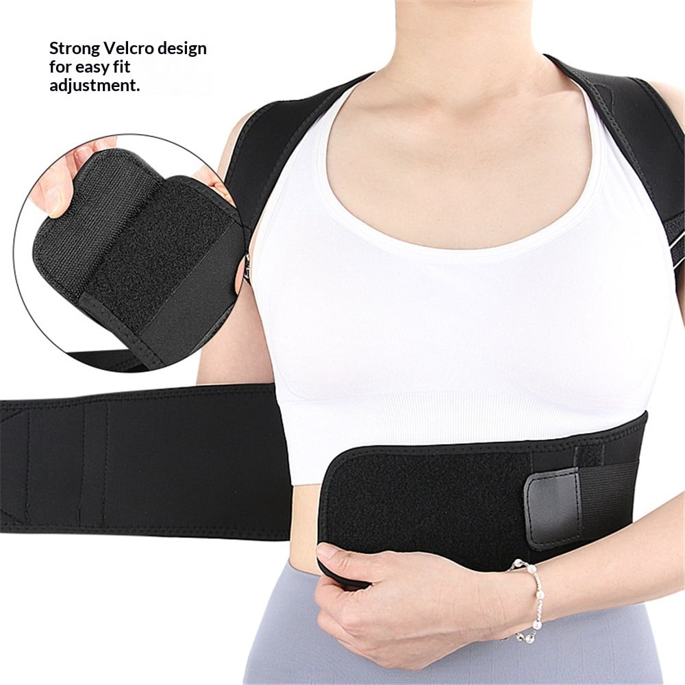 Thoracic Back Brace Posture Corrector - Magnetic Support for Neck Shoulder Upper and Lower Back Pain Relief - Perfect Posture Brace for Cervical Lumbar Spine - Fully Adjustable Belt (Black, L)