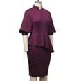 thumbnail image 4 of Afinprain Women's Clergy Dress with Tab Collar Peplum Waist and Puff Sleeve Church Minister Uniform, 4 of 8