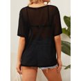 thumbnail image 5 of Anygrew Women's Summer Short Sleeve Tops Crew Neck Sexy See Through Mesh Sheer Sexy Lace T Shirt Blouse, 5 of 6