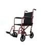 Lightweight Aluminum Transport chair Wheelchair, Fixed Full Arms, 19" Seat Burgundy