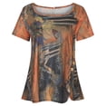 thumbnail image 4 of Pompotops Fashion Woman Causal Printing Blouse Short Sleeve T-Shirt Summer Button Tops, 4 of 8